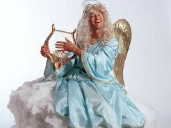 Kan door zowel man als vrouw gespeeld worden Zweefengel Kerstact huren © www.funenpartymatch.nl